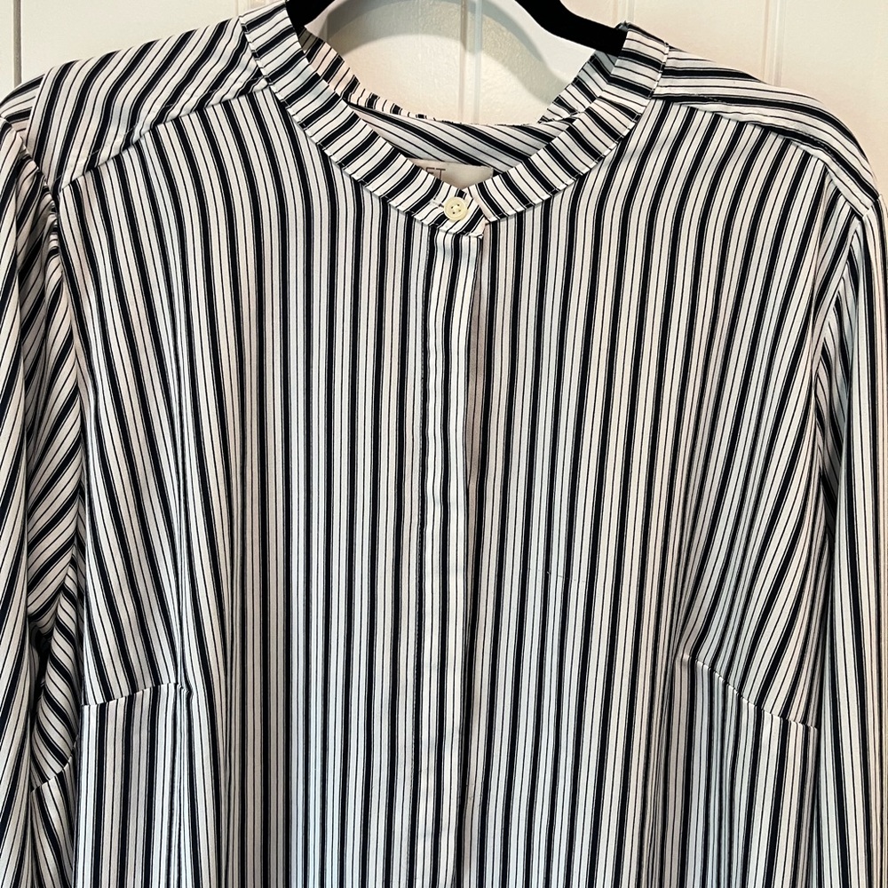 LOFT Plus Button Up Striped Blouse